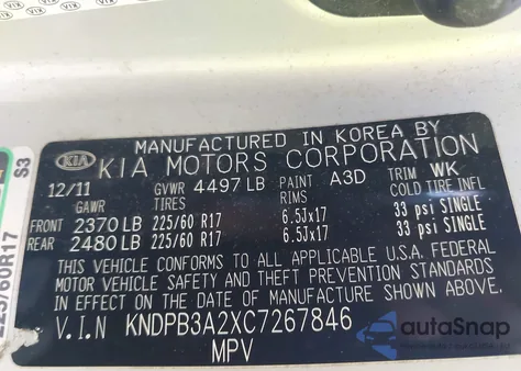 2012 Kia Sportage Lx from USA, damaged, VIN KNDPB3A2XC7267846